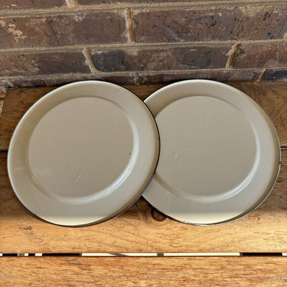 Enamelware Plates Christmas Poinsettia Set Of 2 Unbranded 11 Inch - Picture 3 of 4